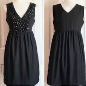 Miss Me Black Beaded Thick Textures Silk Bubble Baby Doll Mini Dress *FLAWED*